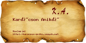 Karácson Anikó névjegykártya